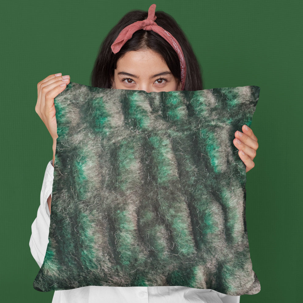 Plutus Emerald Green Plush Pelt Faux Fur Throw Pillow, 22" x 22"