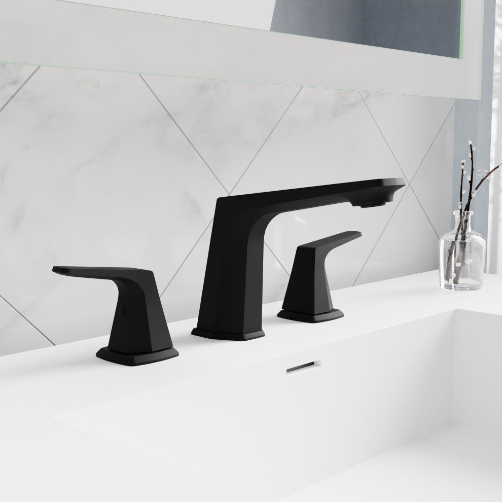 2-Handle 3-Hole Widespread Bathroom Faucet, Matte Black