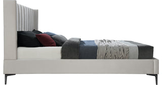 Nadia Velvet Upholstered Bed, Cream, Queen