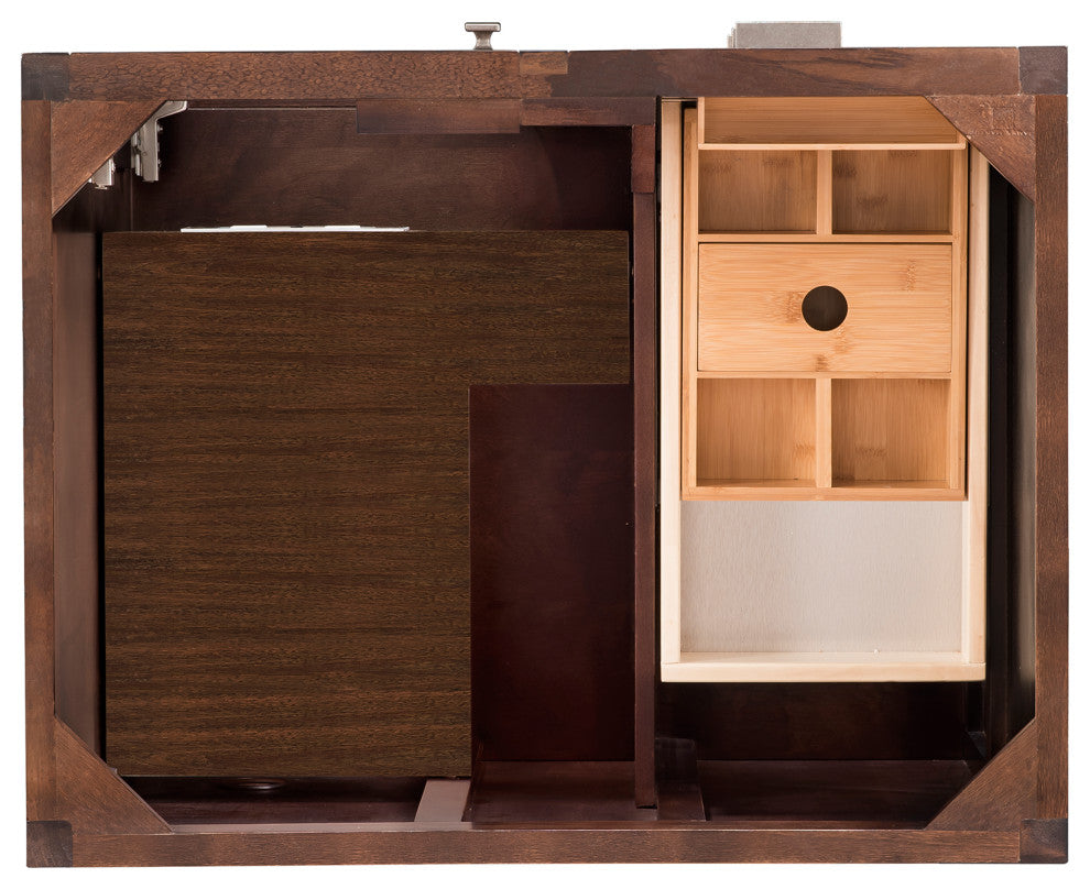 Addison 30" Single Vanity Cabinet, Mid Century Acacia, Arctic Fall Solid Surface