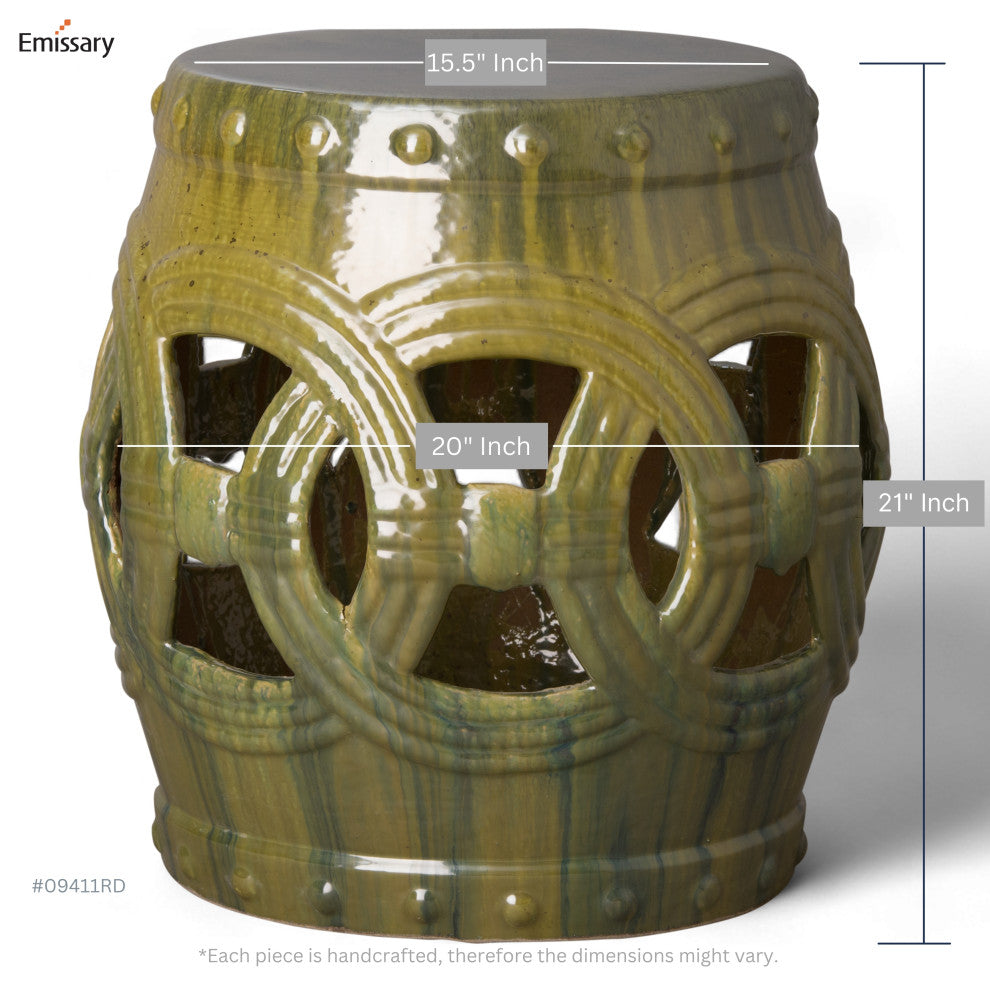 Eternity Tea Green Round Ceramic 21" Garden Stool