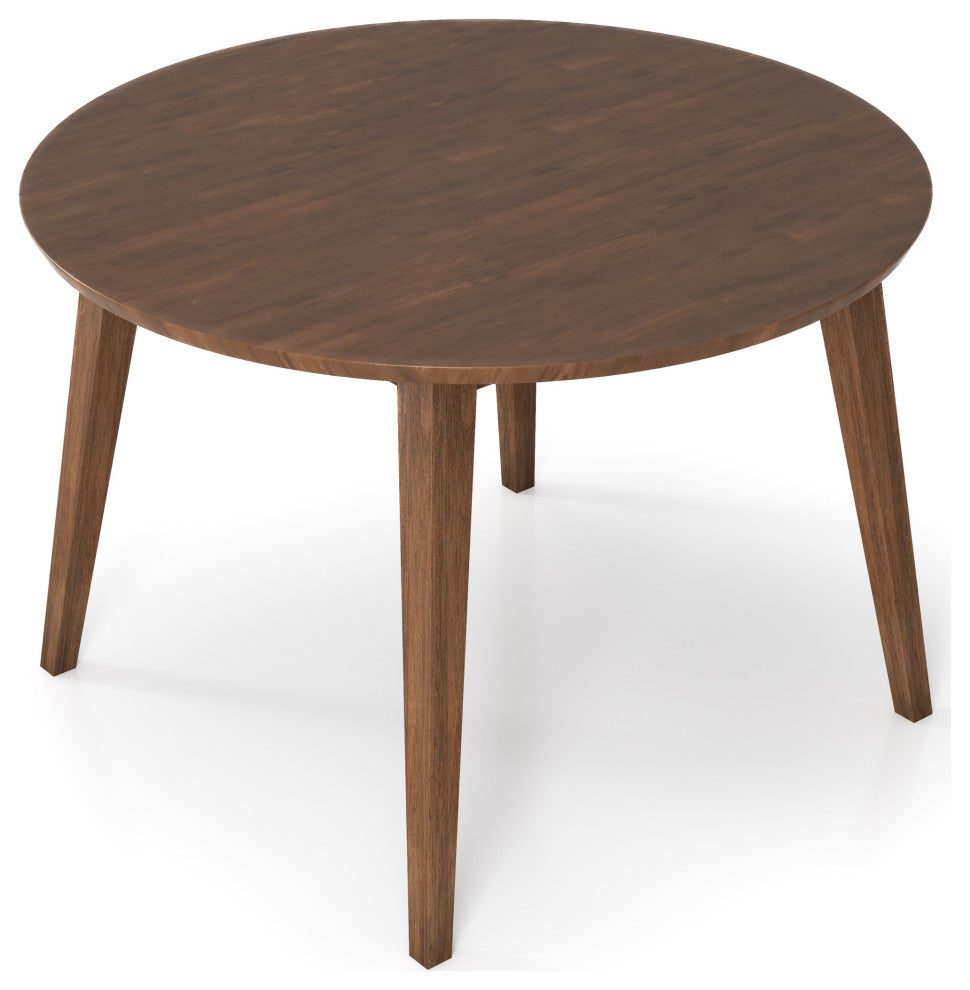 Fiona Mid-Century Modern Solid Wood Walnut Round Dining Table