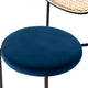 LeisureMod Euston Dining Chair With Wicker Back & Velvet Seat Set of 4, Navy Blue