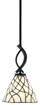 Cavella 1 Light Stem Mini Pendant, Matte Black Finish, 7" Sandhill Art Glass