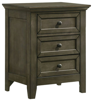 San Mateo 3-Drawer Wooden Nightstand, Gray