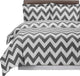Chevron Printed 100% Cotton Duvet Cover Set, Gray and White, King/Cal King