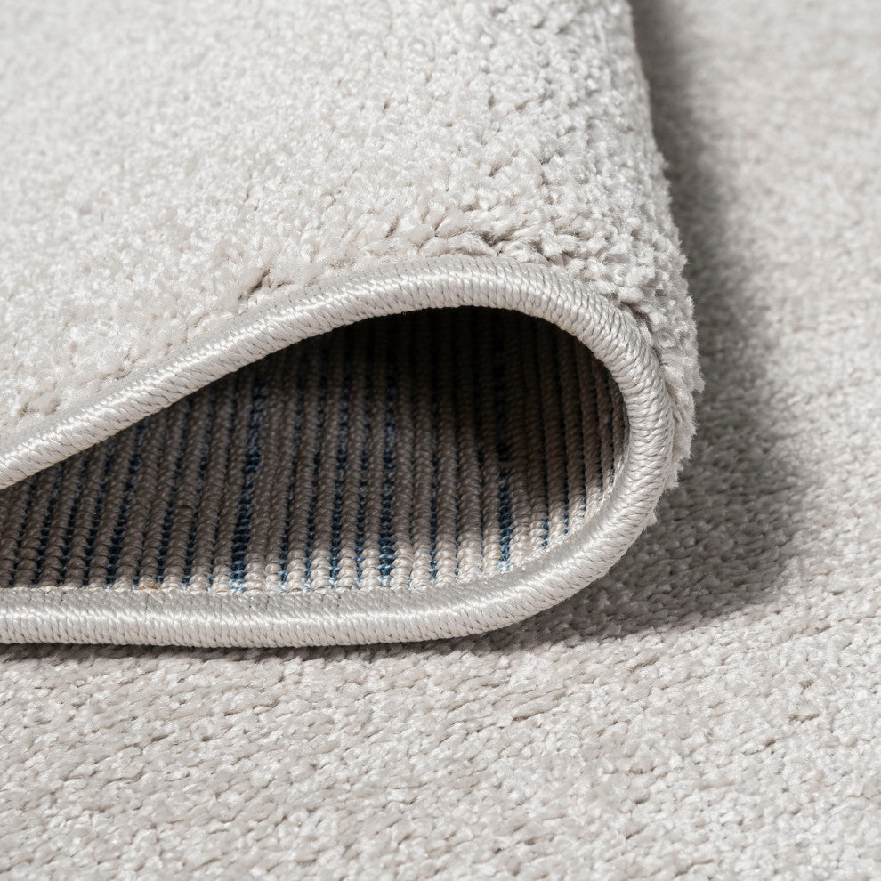 Haze Solid Low-Pile Runner Rug, Ivory, 5 X 8