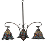 30W Tiffany Peacock Feather 3 LT Chandelier