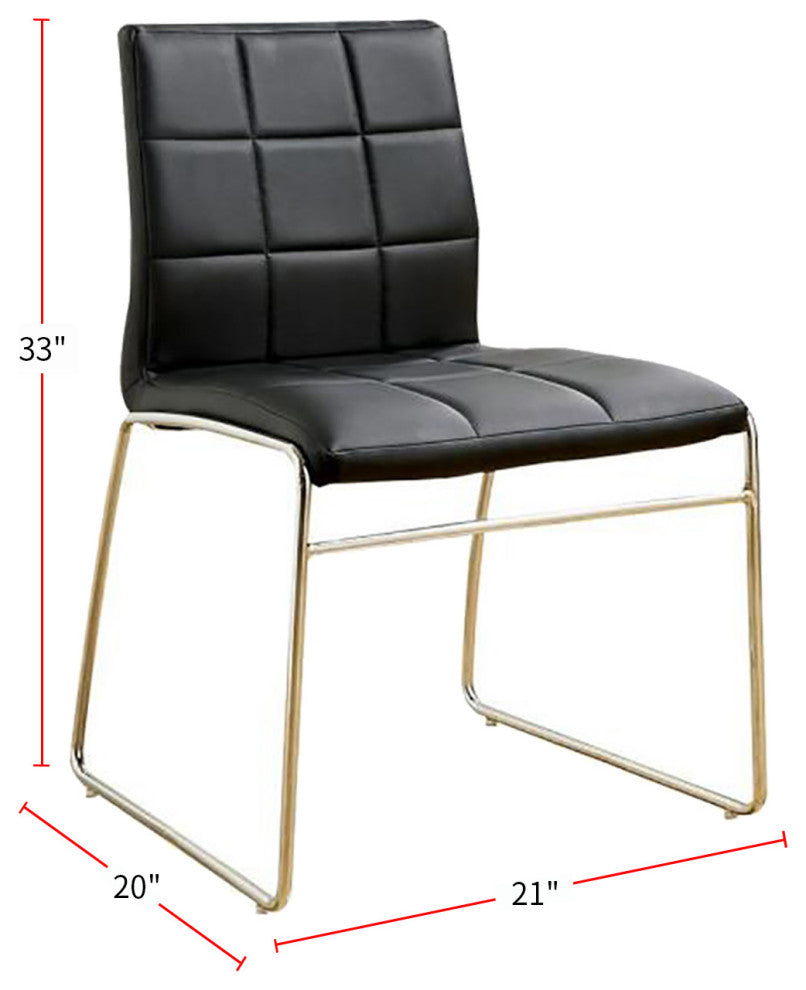 Set of 2 Leatherette Upholstered Side Chair, Black