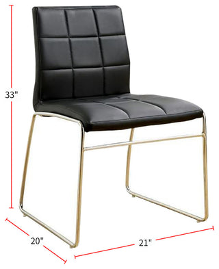 Set of 2 Leatherette Upholstered Side Chair, Black