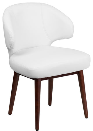 Leather Chair With Walnut Legs, Walnut/White