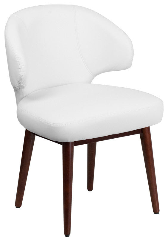 Leather Chair With Walnut Legs, Walnut/White