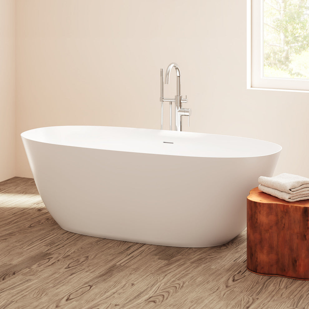 Perlato Treviso Eco-Lapistone Freestanding Soaking Tub, 71"