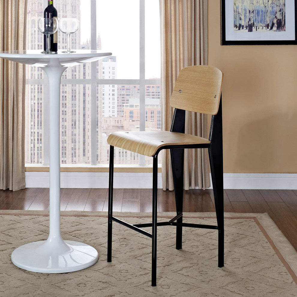 Modern Contemporary Dining Kitchen Wood Bar Stool Natural