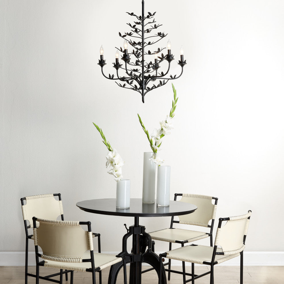 Blooming Iron 6-Light Chandelier, Black