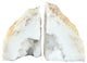 Benzara BM285560 5" Natural White Stone Bookends, Artisanal Textured Geode Rock