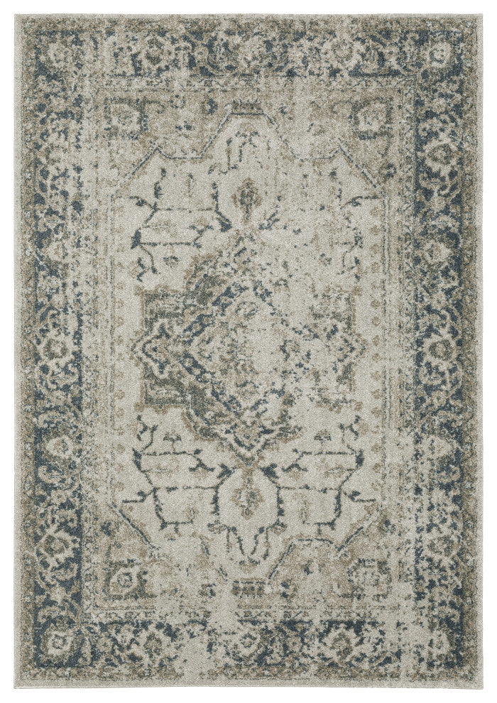 Alistair Vintage Medallion Gray/ Blue Indoor Area Rug, Gray, 5'3"x7'6"