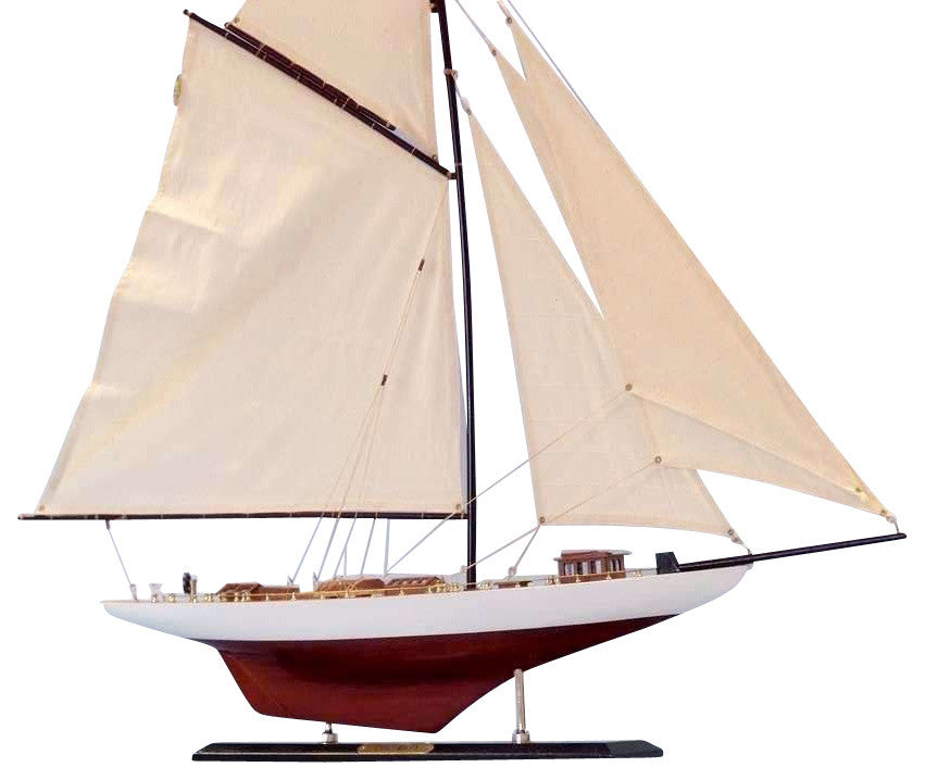 Wooden Columbia Limited Model Sailboat Decoration, 35"