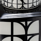 Ceramic 18"H Square Jar, Lid, Black/White