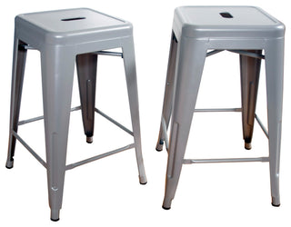 Loft Silver 24" Metal Bar Stool, Set of 2