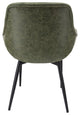 LeisureMod Markley Leather Dining Armchair With Metal Legs, Olive Green