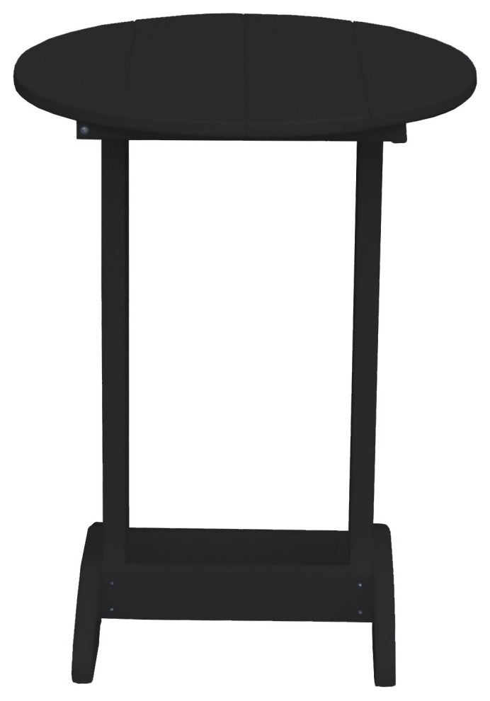 Poly Lumber Balcony Side Table, Black, Round