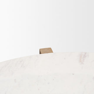 Bianca Light Brown Wood With Round Marble Top Coffee Table