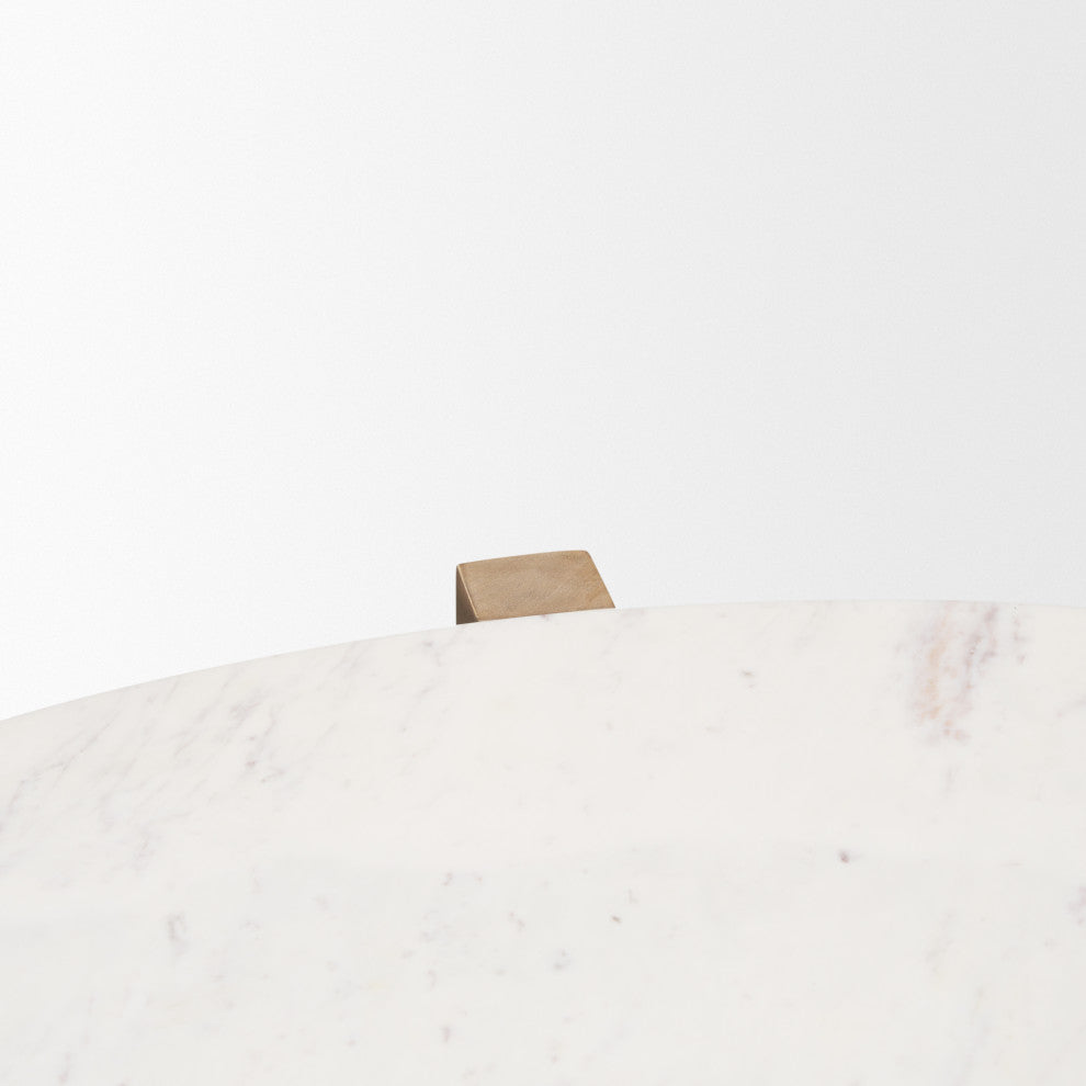 Bianca Light Brown Wood With Round Marble Top Coffee Table