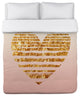 Gold Striped Heart, Pink Cream Gold Lightweight Full Queen Duvet Cover