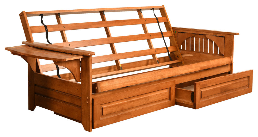 Mesa Frame Futon With Barbados Finish, Storage Drawers, Frame Only