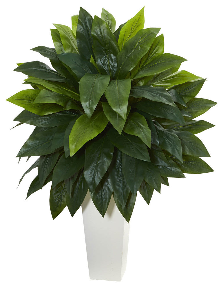 Cordyline Artificial Plant, White Tower Planter