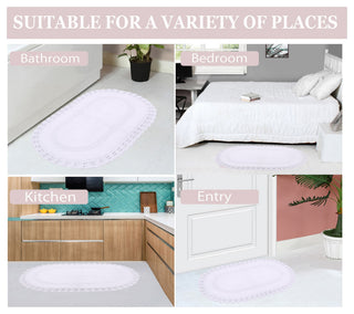 Hampton Crochet Reversible Bath Rug Set, 24x40 Rectangle, White