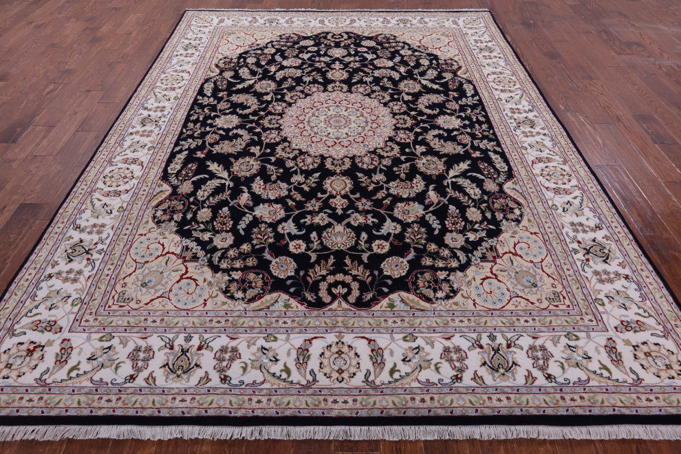Handmade Wool & Silk Persian Nain Rug 8' 2" X 10' 5" - Q14722