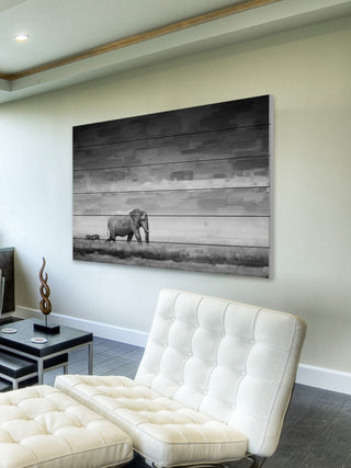 "Elephant" UV Ink Print on White Wood, 45"x30"