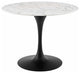 Modern Room Round Dining Table, Artificial Marble Stone Metal, Black White