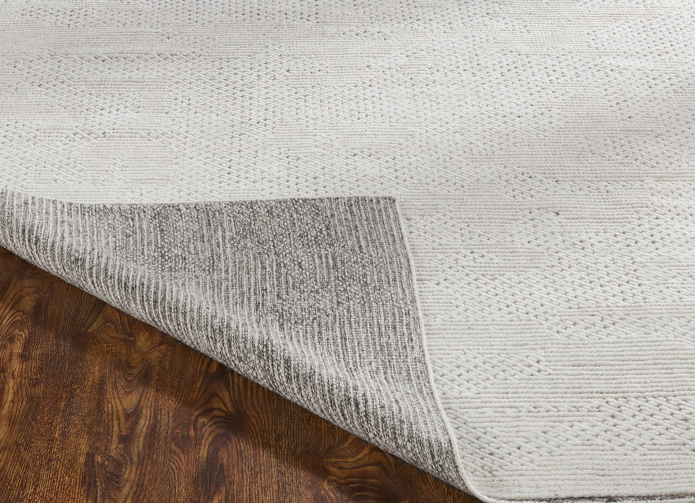 Ivory Contemporary Geometric Transitional High-Low Area Rug
