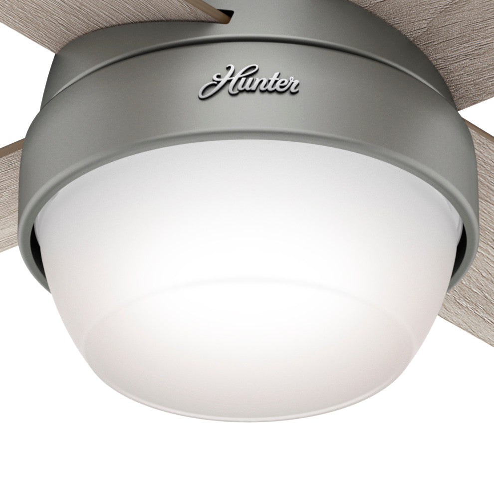 Hunter 52" Marietta Matte Silver Ceiling Fan, LED Light and Remote Control