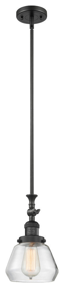 1-Light Fulton 7" Mini Pendant, Matte Black, Glass: Clear