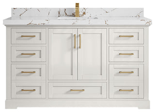 Boston 60" Single Bathroom Vanity in Alabaster 2" Viola Brown