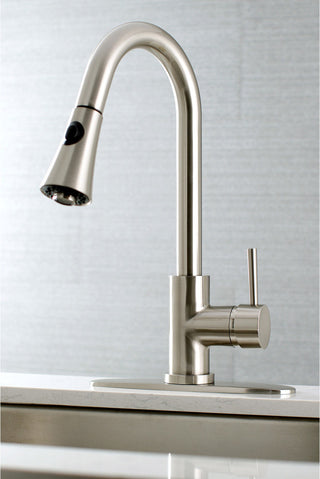 Gourmetier Single-Handle Pull-Down Kitchen Faucet, Brushed Nickel