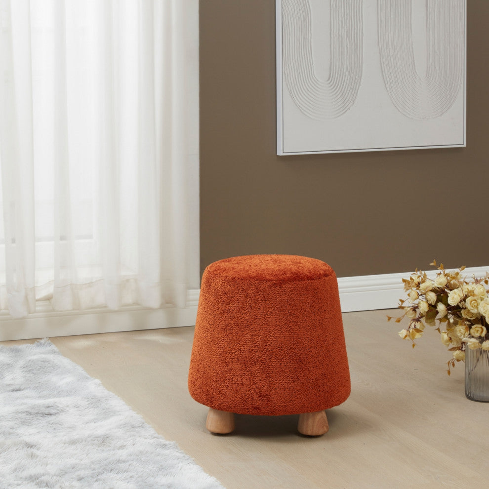 Safavieh Couture Denison Round Chenille Ottoman, Rust/Natural