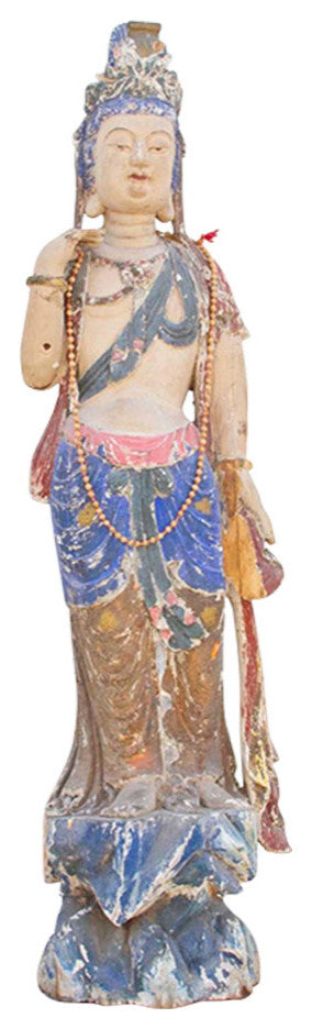Antique Polychrome Quan-Yin Statue