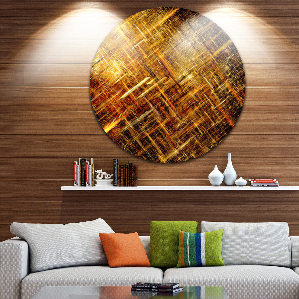Golden Mosaic Texture, Abstract Digital Art Round Wall Art, 11"
