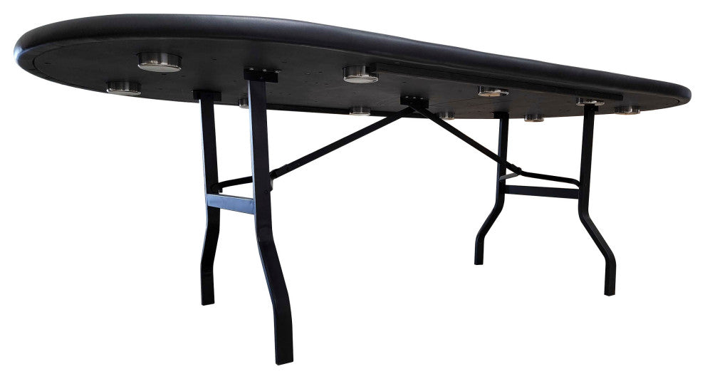 Ultimate Mahogany Folding Poker Table for 10 Players, Speed Cloth Surface, Black
