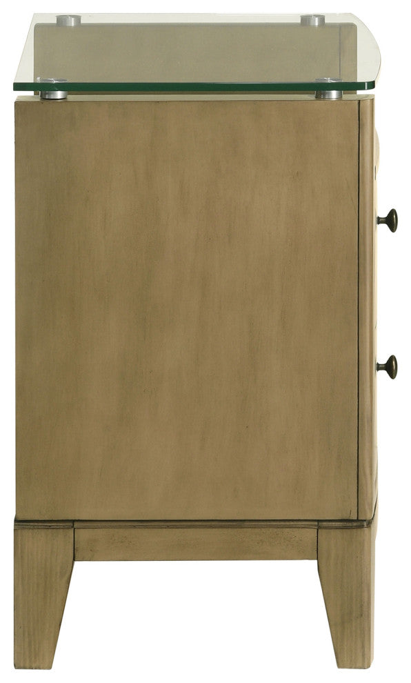Granada 2-drawer Glass Top Nightstand Natural Pine