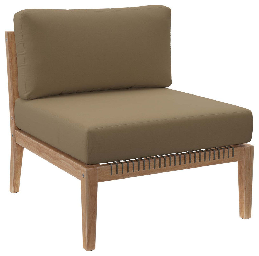 Clearwater Outdoor Patio Teak Wood 5-Piece Sectional Sofa, Gray Light Brown