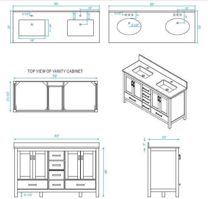 Wyndham WCS141460DWHCMUNOM58 White 60 Inch Bath Vanity with Carrera Marble