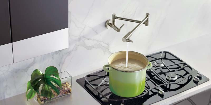 Moen S665 5.5 GPM Wall Mounted Double Handle Pot Filler - Matte Black