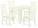 5Pc Kitchen Set Features A Small Kitchen Table, 4 Dining Chairs, Linen White