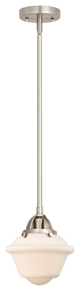 Small Oxford Mini Pendant, Brushed Satin Nickel, Matte White, Matte White